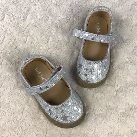 Cat & Jack Other - Cat & Jack Silver Star Mary Jane Shoes Size 4